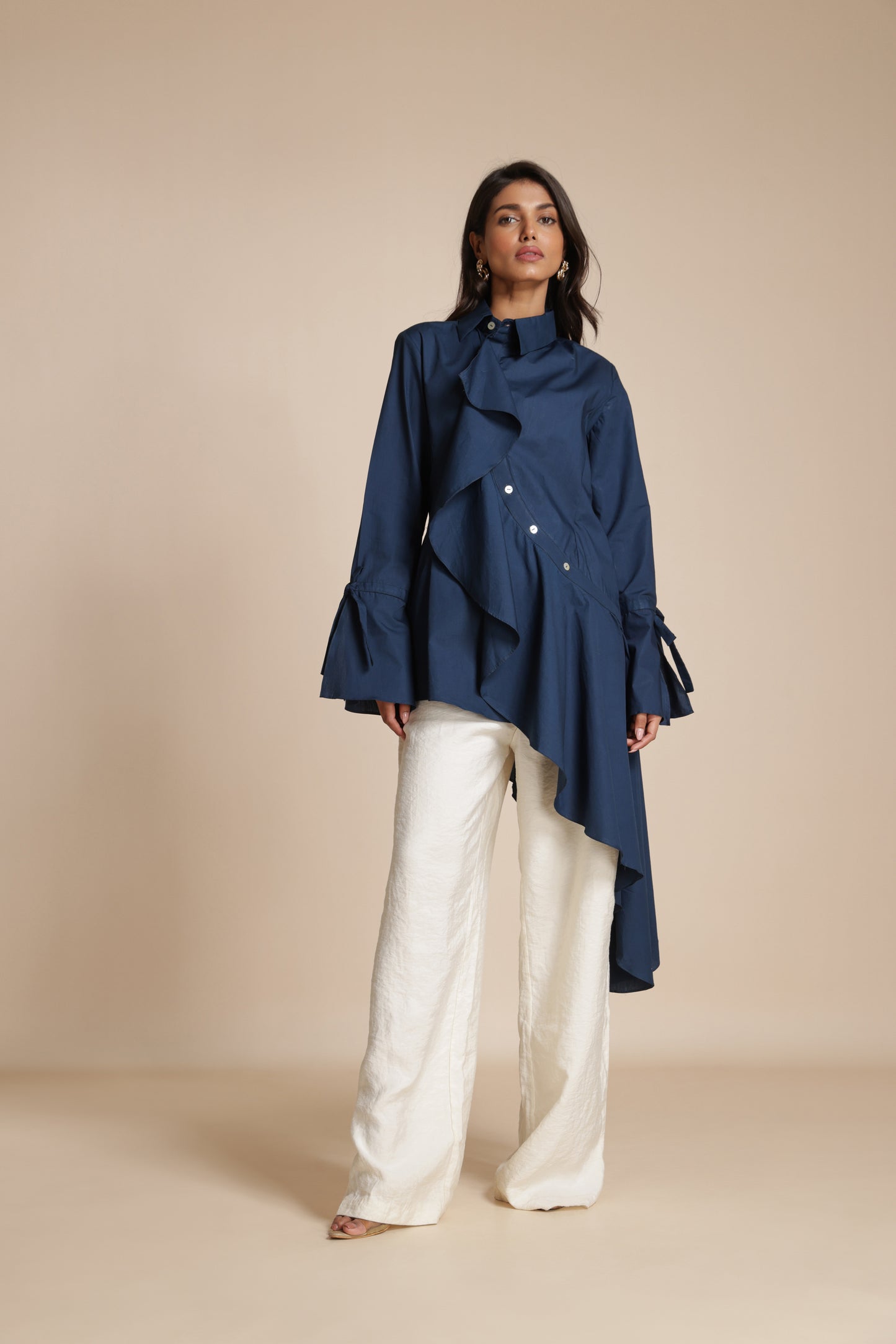 Asymmetric Ruffle Shirt
