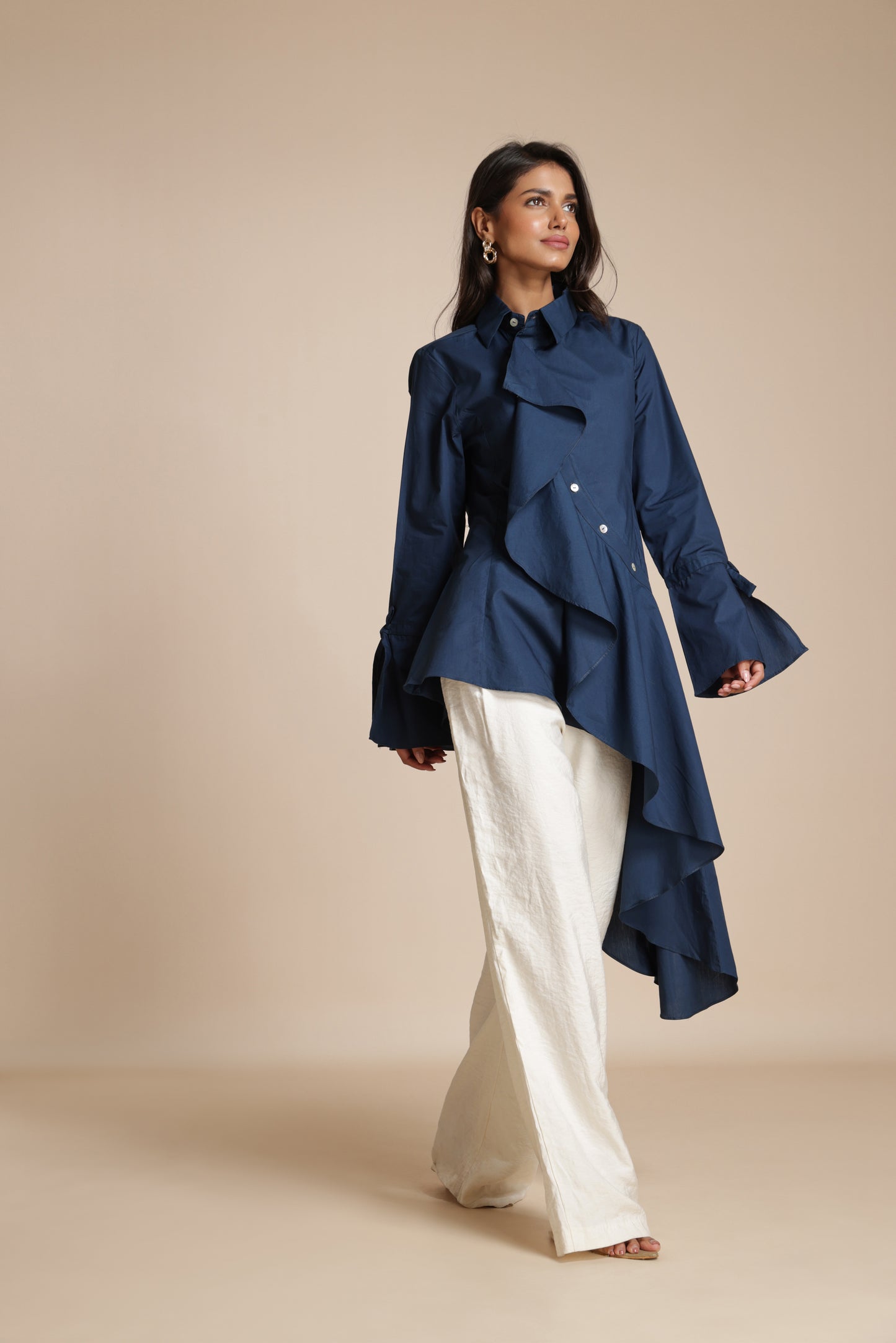 Asymmetric Ruffle Shirt