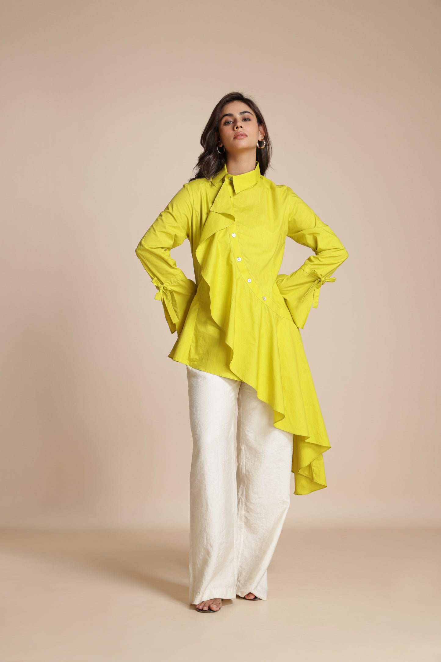 Asymmetric Ruffle Shirt