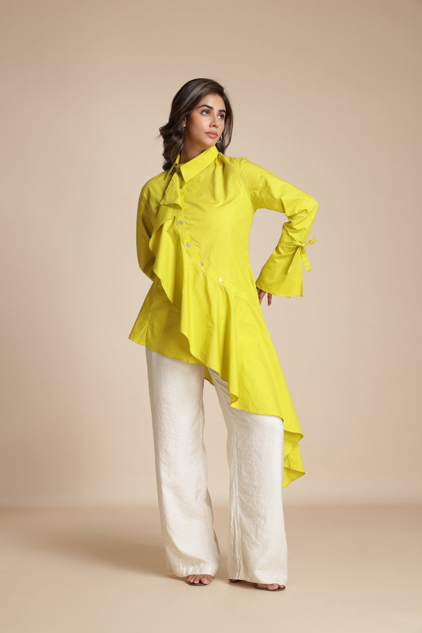 Asymmetric Ruffle Shirt