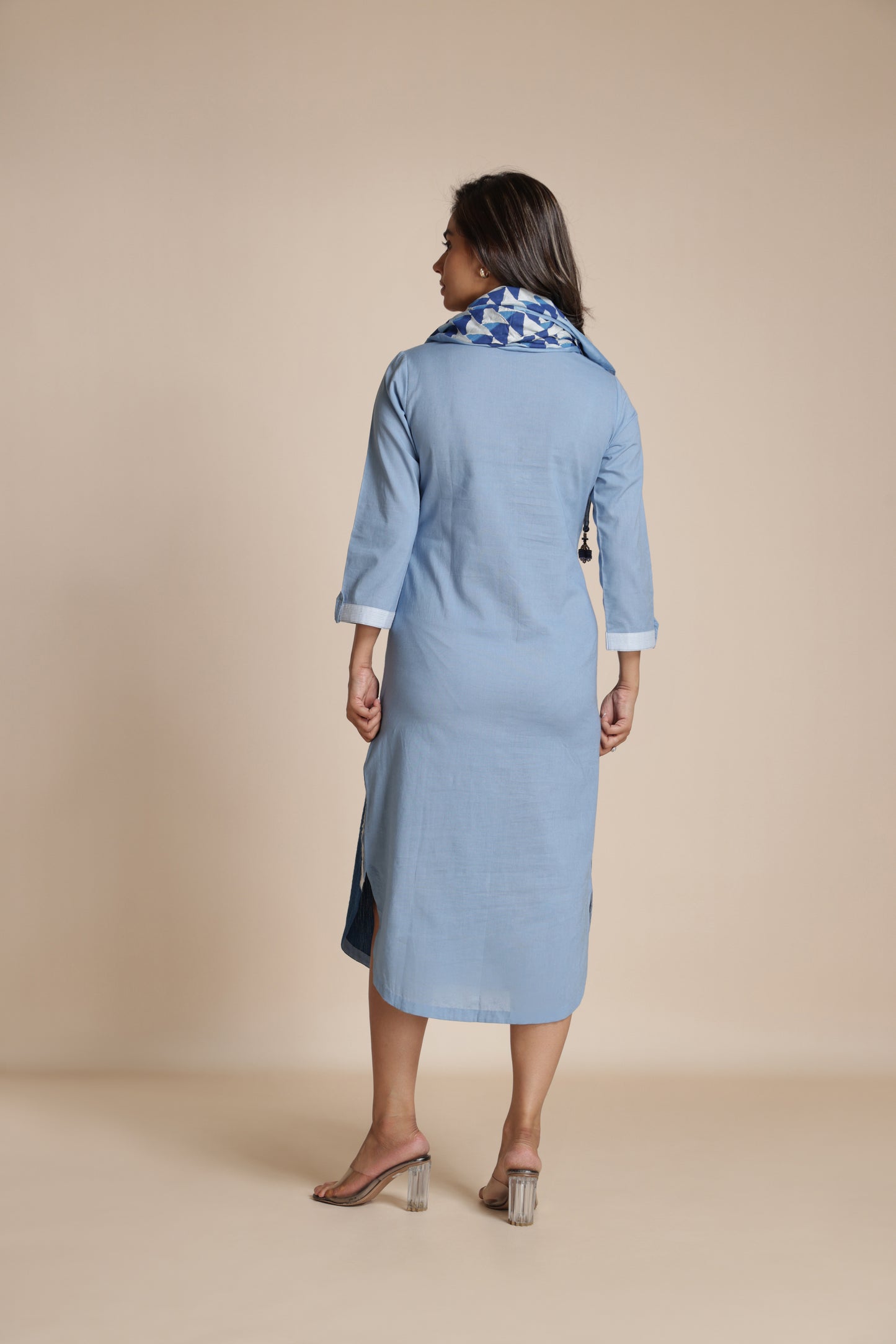 Diamond Mesh Pintuck Shirt Dress