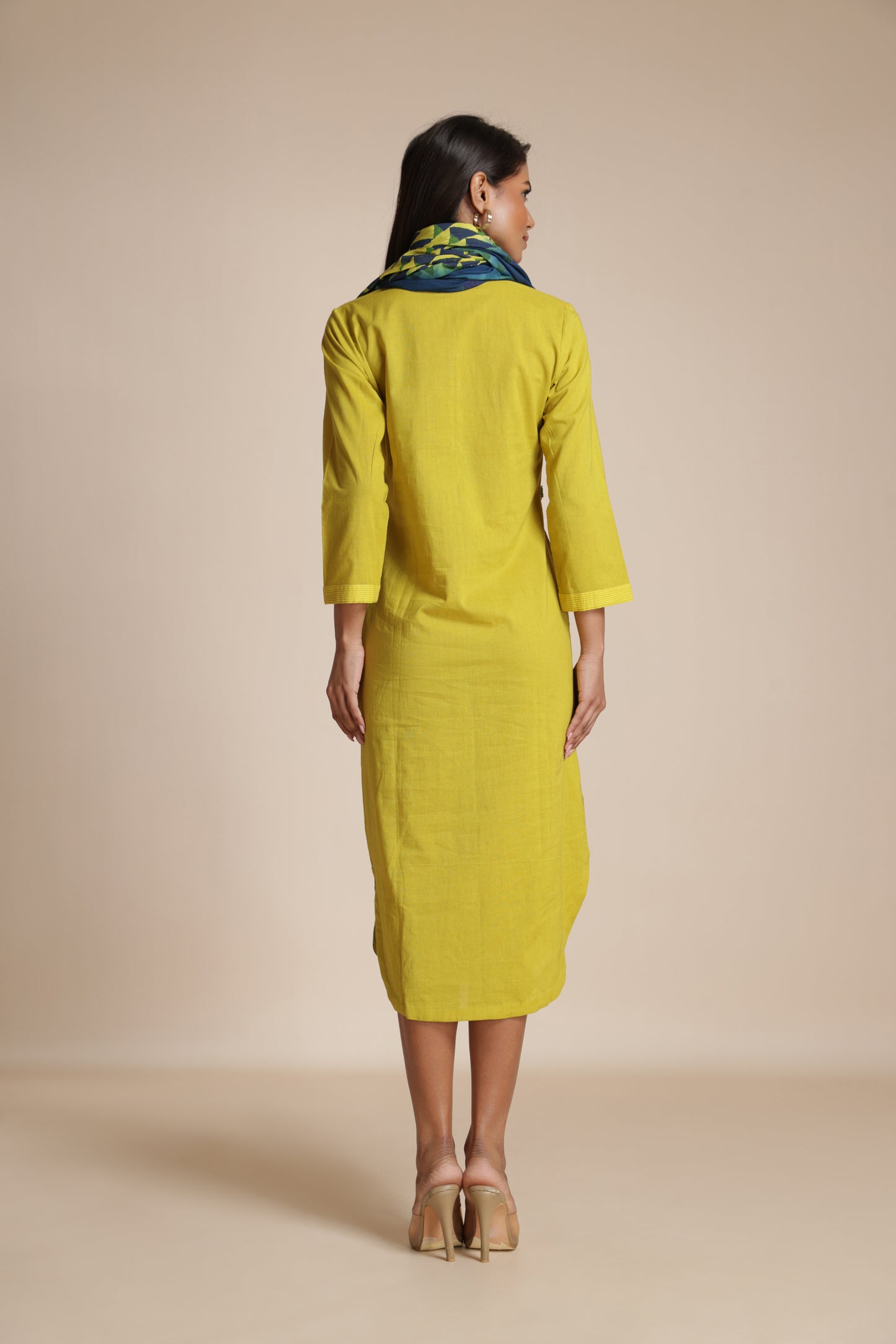 Diamond Mesh Pintuck Shirt Dress