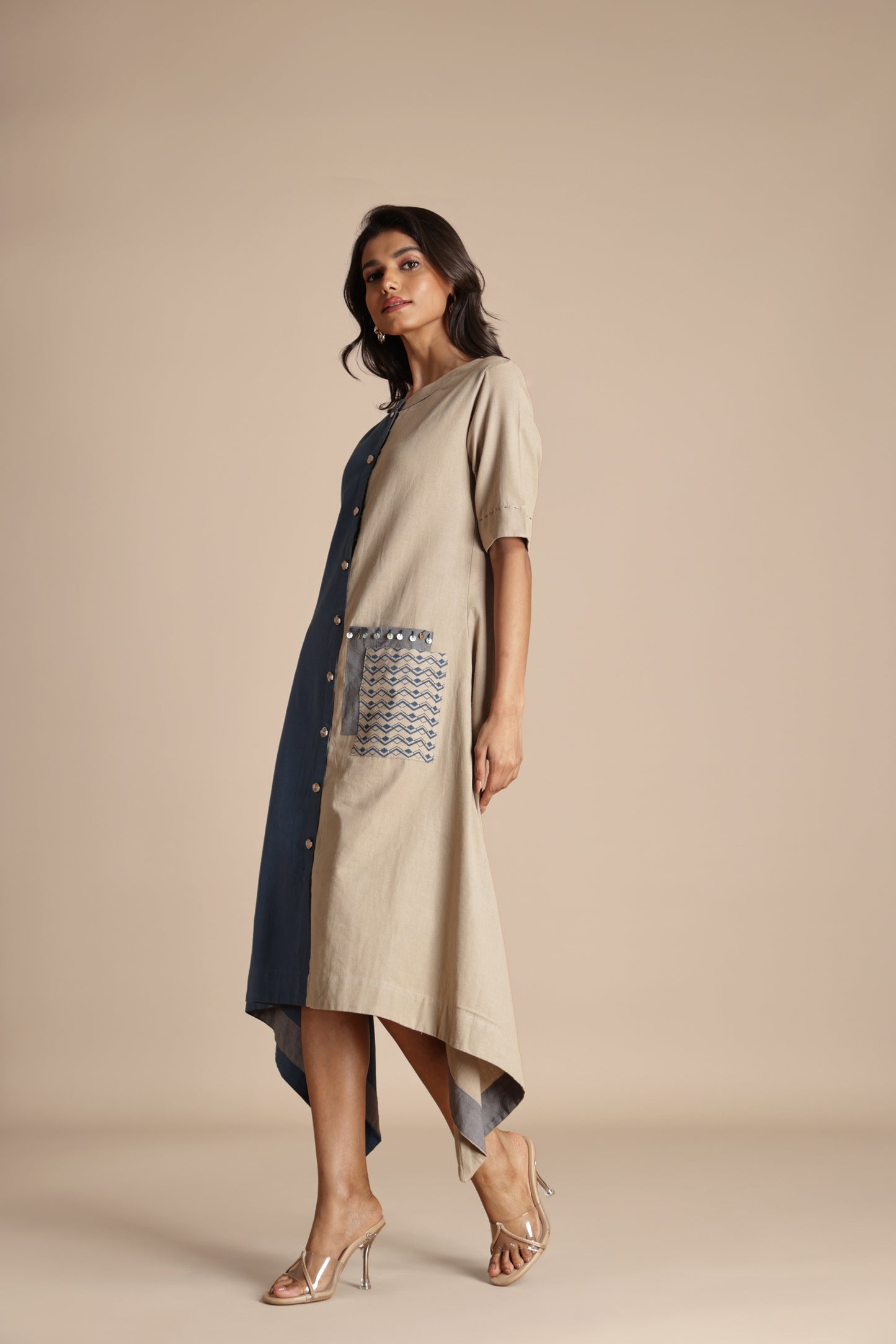 Two-Tone Pocket Dress