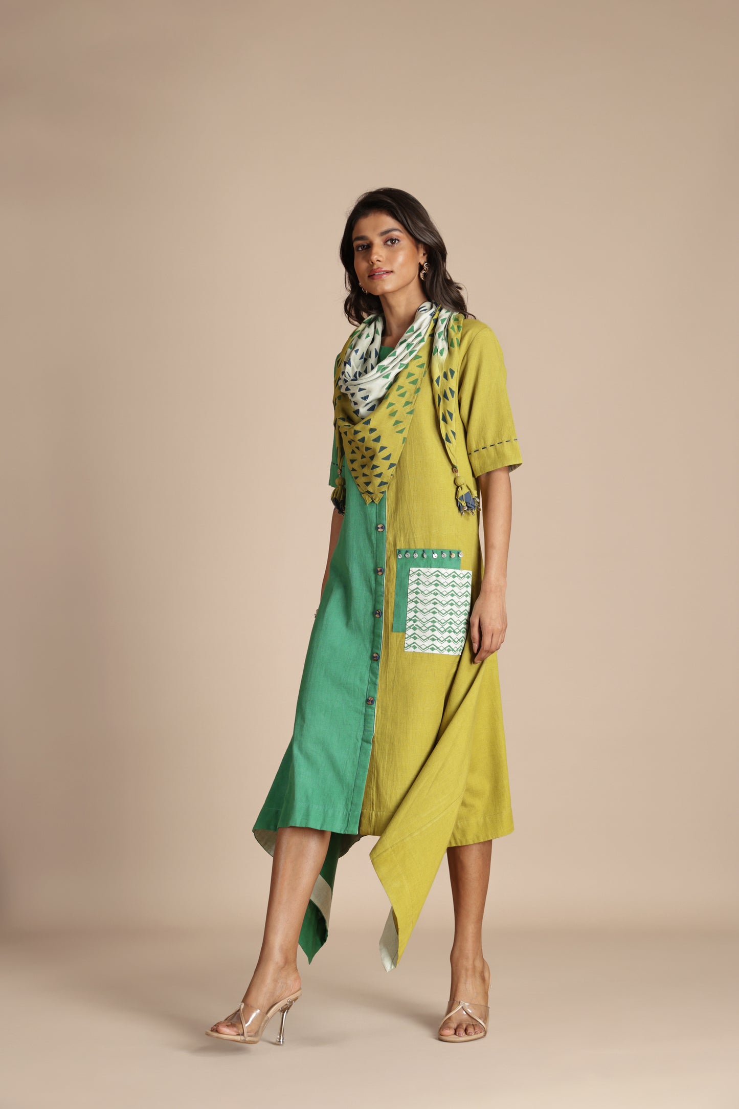 Two-Tone Pocket Dress