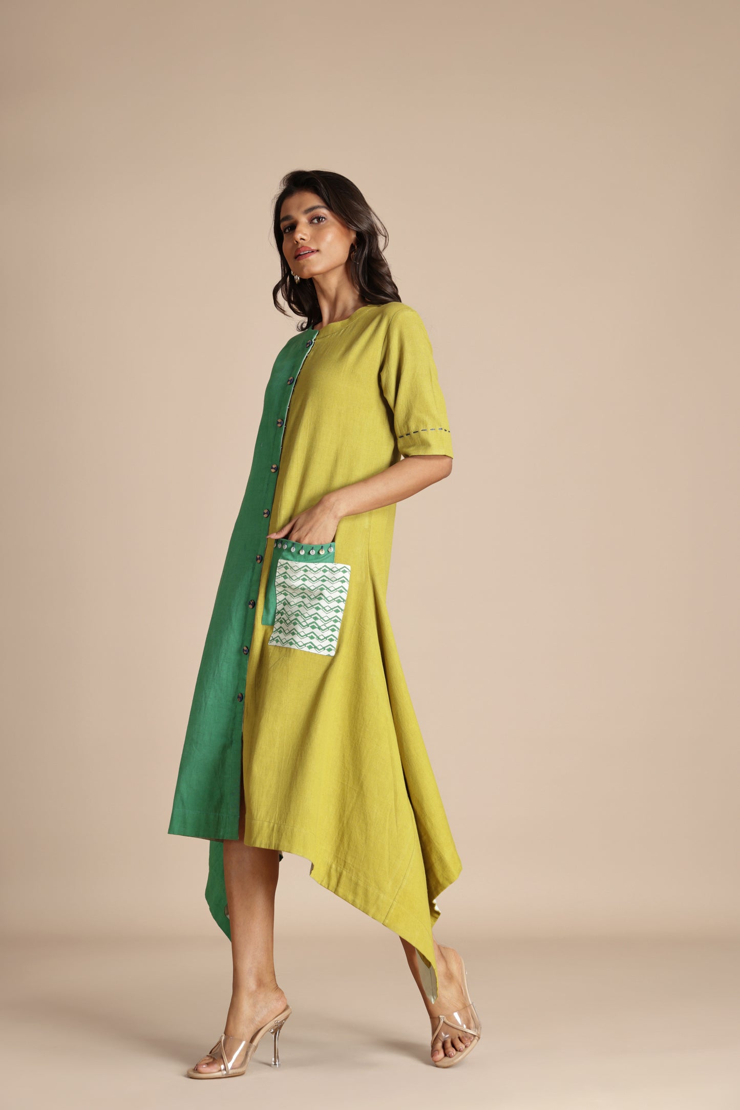 Two-Tone Pocket Dress