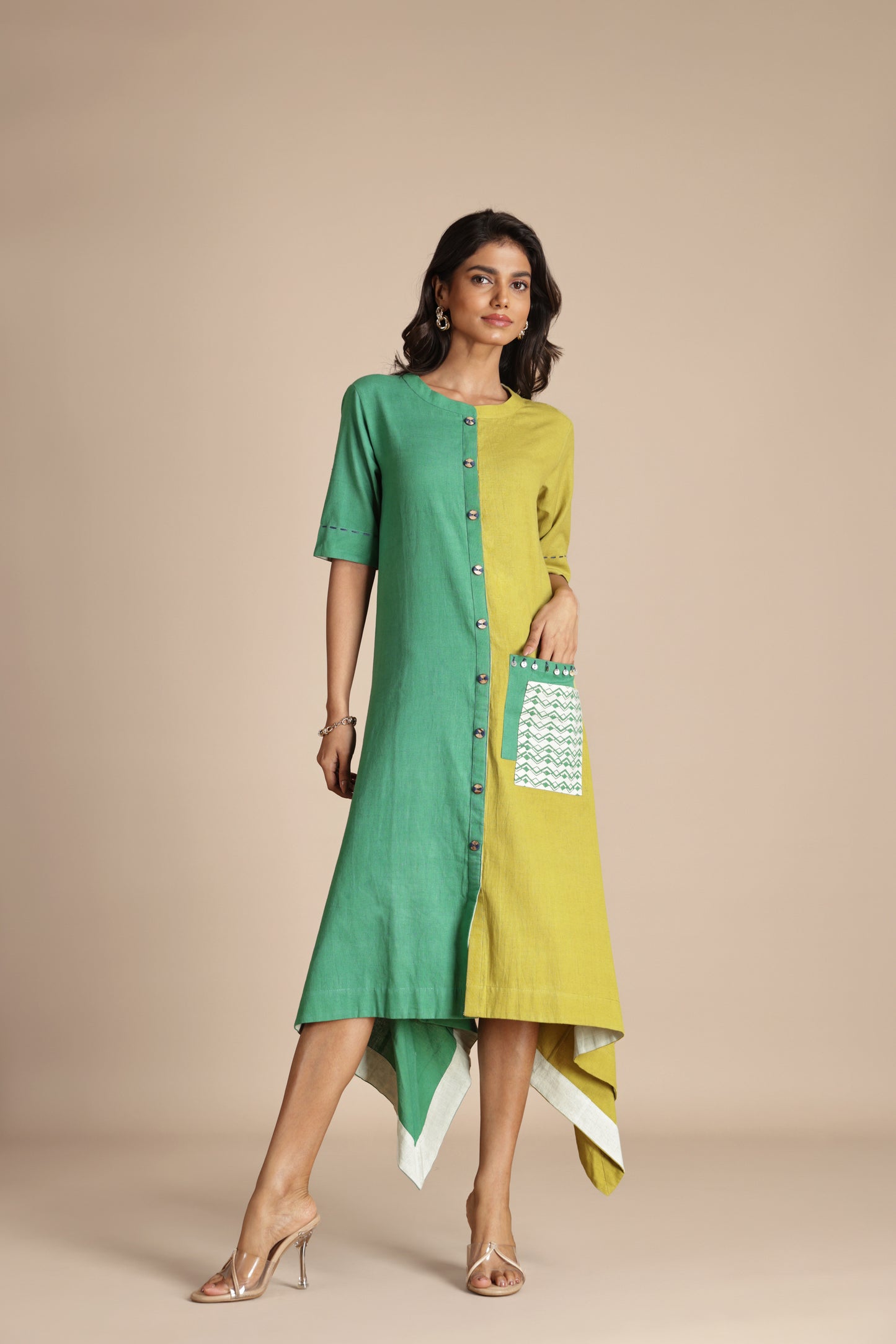 Two-Tone Pocket Dress