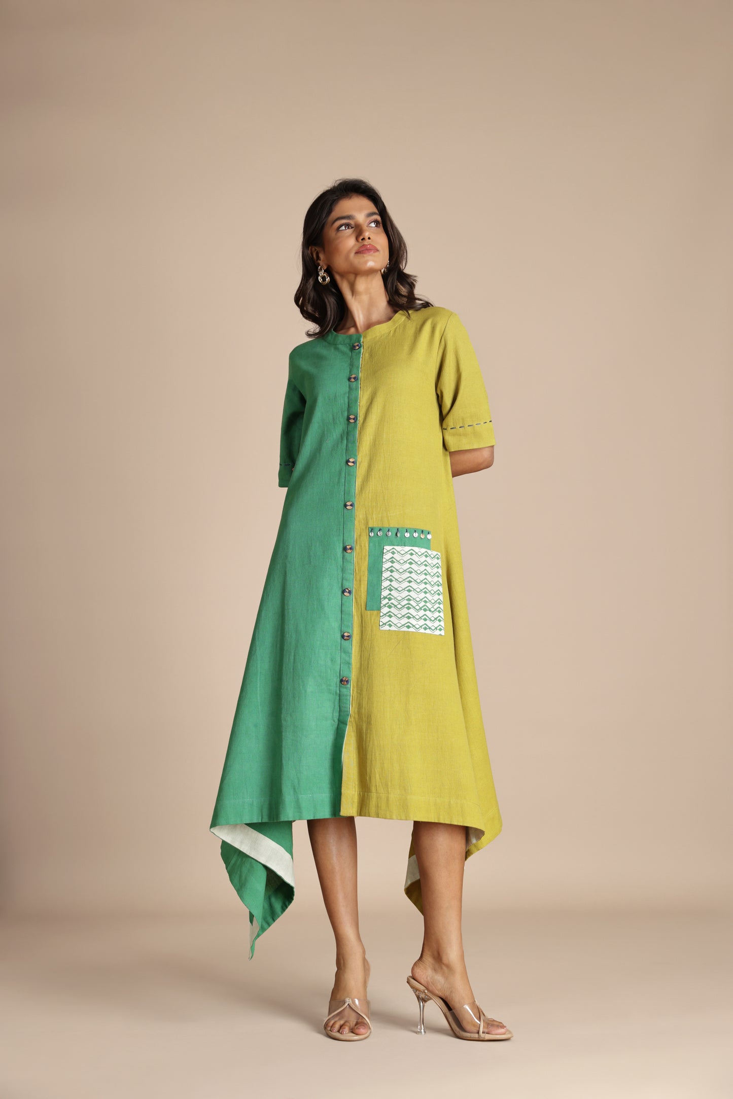 Two-Tone Pocket Dress